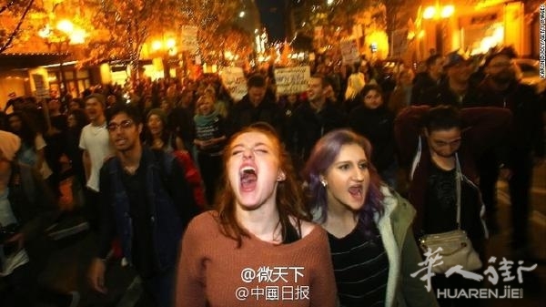 美国各地民众示威游行 抗议特朗普当选总统