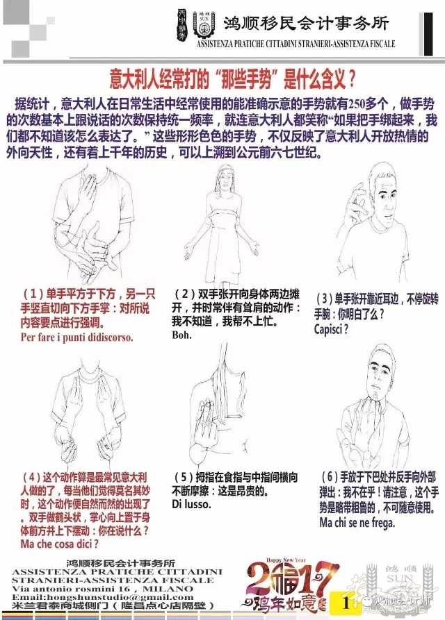 意大利人在日常生活中手势 - 闲聊意大利 - 华人街网