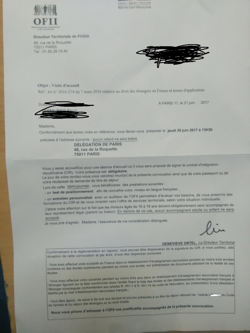 7月10号拿居留卡,但是拿之前寄了个OFII的信让