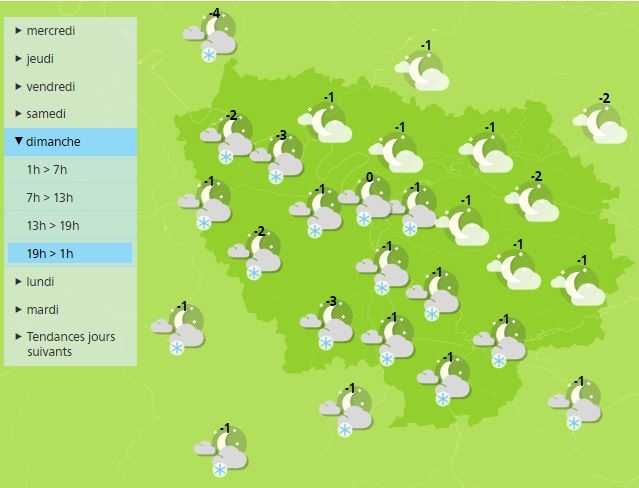 法国天气预报说这个星期天大巴黎还会下雪