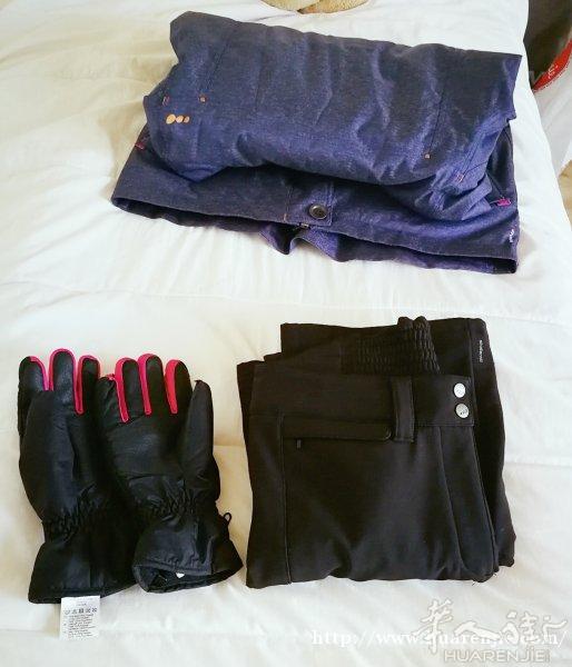 买带送70欧甩迪卡侬滑雪服XL码三件套衣服裤子手套