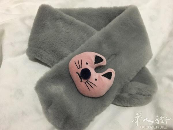 现货💓超萌超舒服儿童仿濑兔毛交叉围巾+微信inf