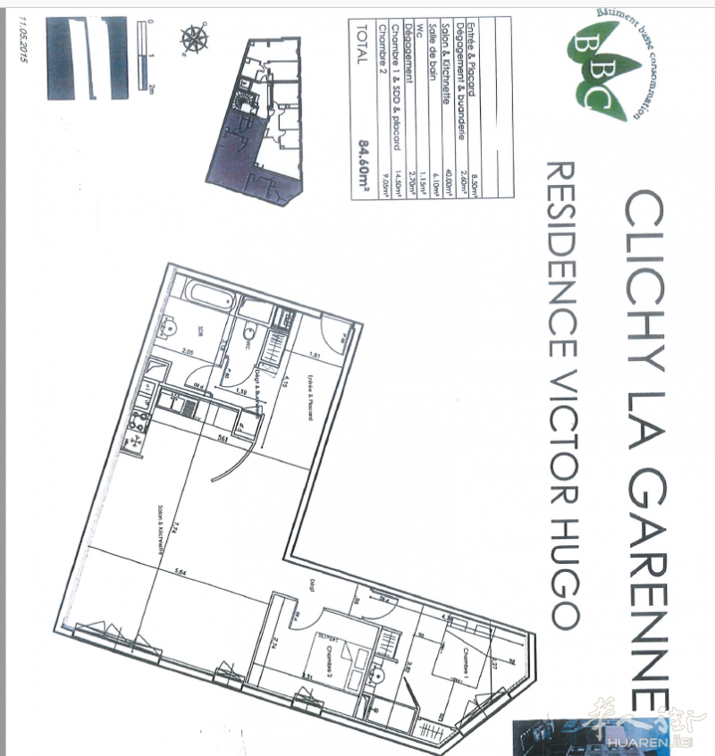 92110 clichy 3P neuf 两室两厅两卫 85平新房2017年交房