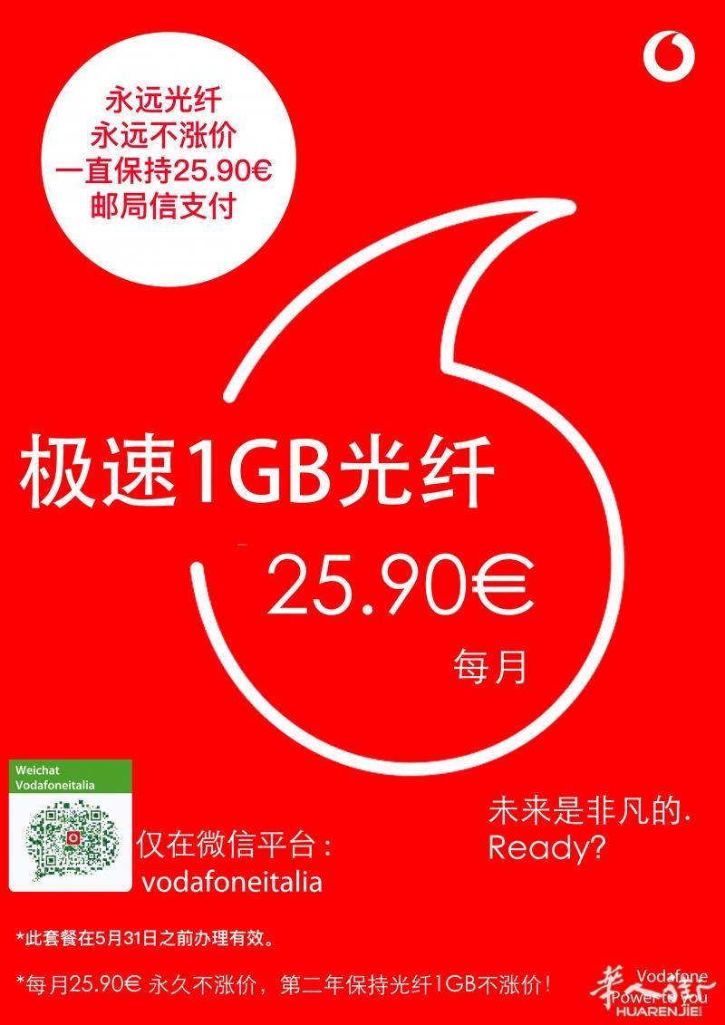 1000兆光纤25.90€每月，永远不涨价！邮局付款！