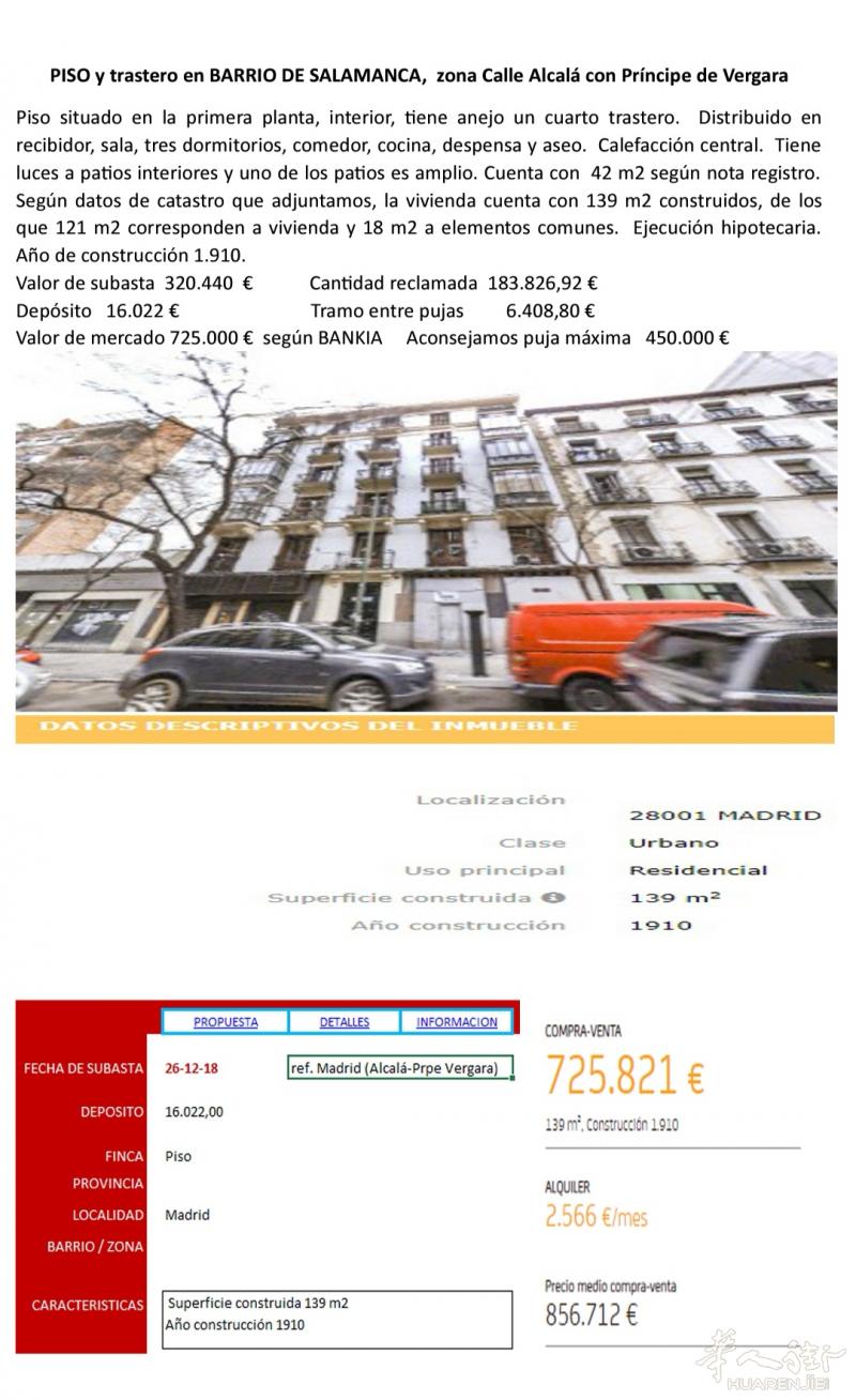 马徳里市内高级区Jorge Juan街 拍卖房 低于市场价70%