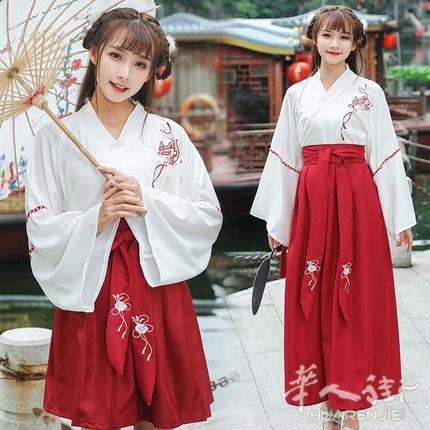 全新汉服交领襦裙2套，一蓝一红
