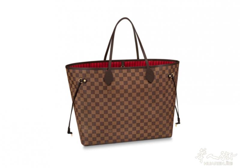 lv neverfull经典咖啡格颜色大号购物袋
