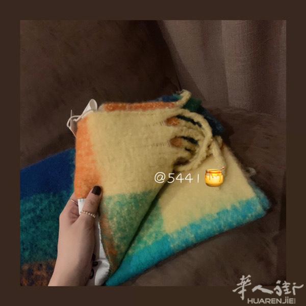 彩虹色围巾 马海毛