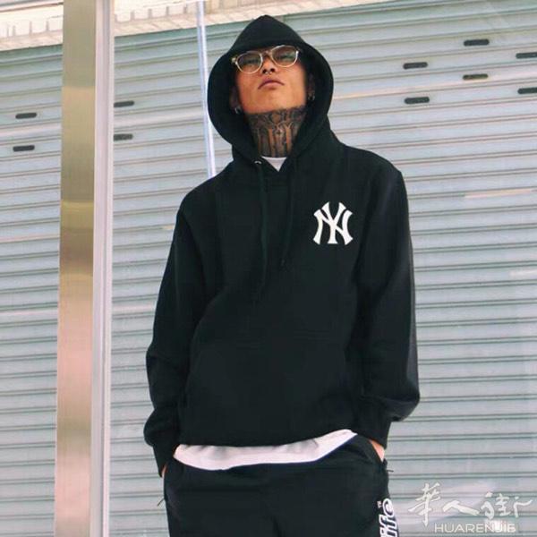MLB卫衣NY连帽字母印花情侣外套洋基队INS超火