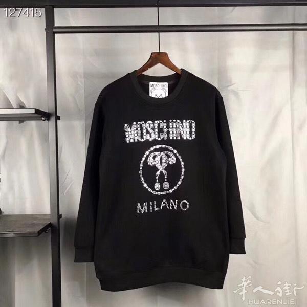 MOSCHINO莫斯奇‎诺‌烫钻圆​领加绒‌卫‎衣