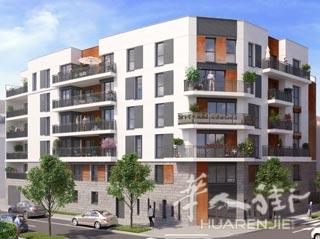 92省BOIS-COLOMBES现代公寓自住价307 708 €（TVA5.5%） 欧享一楼西南朝向51平米一室一厅+车位