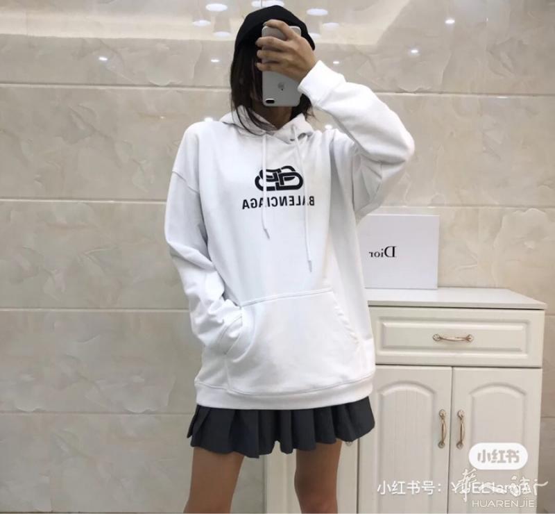 巴黎世家balenciaga锁扣BB连帽卫衣 雾霾