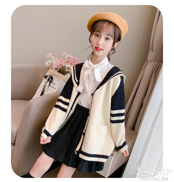 女童新款中大童儿童洋气网红女孩开衫毛衣秋冬外套
