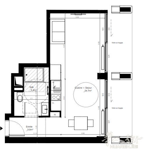 巴黎13区单身公寓可改一房一厅,楼层户型朝向最好的一套