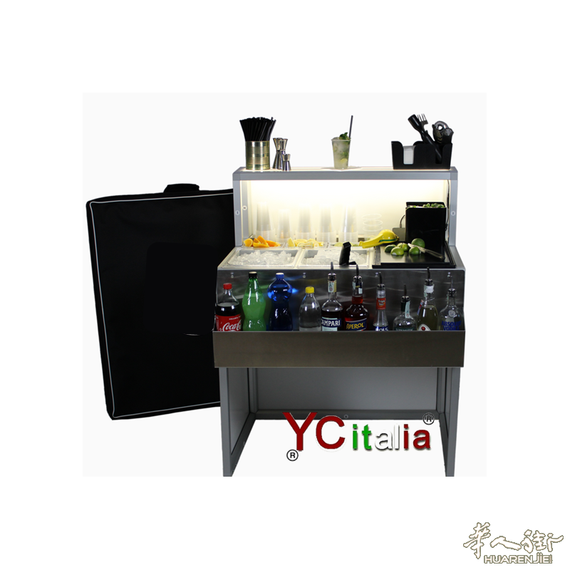 Cocktail station per catering smontabile,尺寸：90cm x 61cm x 115cm，价格1260+IVA包邮