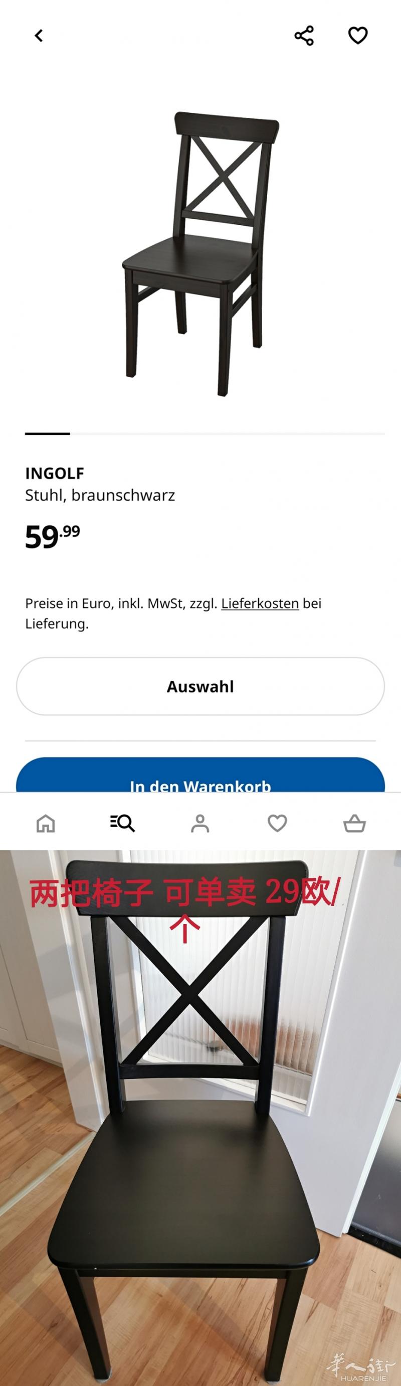 慕尼黑出两把宜家的椅子