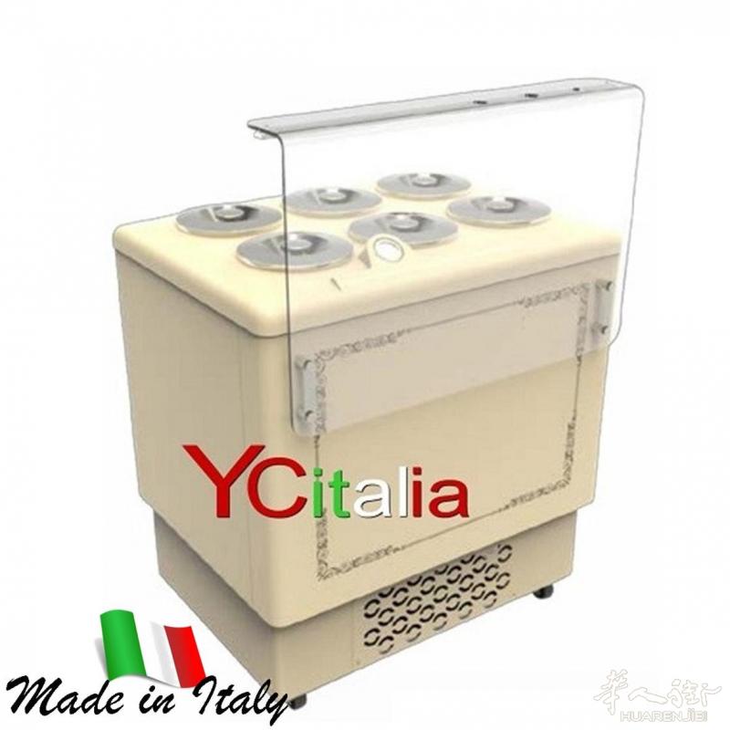 Bellissimo espositore vetrina per gelato con 6 carapine, GELATO 冰箱