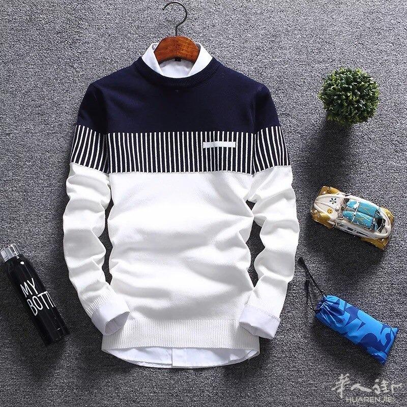 男士圆领休闲针织毛衣，品牌服装，修身版型，2021 年秋季新品   外省可以邮寄，更多图片请加微信号  + 微信 631961275