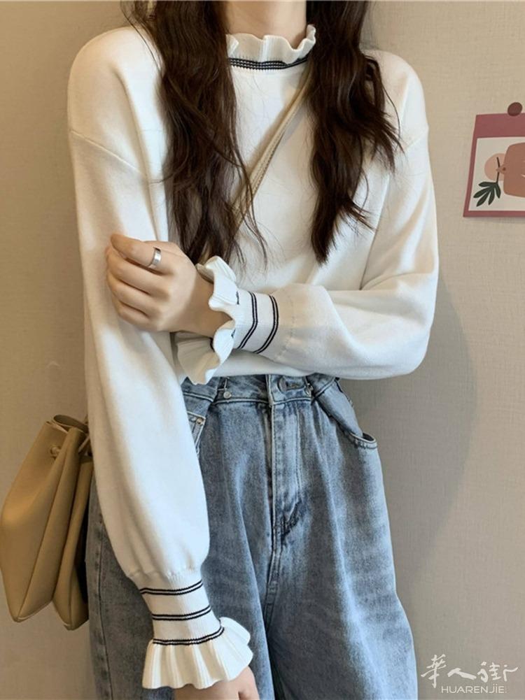 白色打底衫女装秋冬毛衣内搭2021新款半高领外穿针织衫洋气上衣服 预定款三个星期到货 外省可以邮寄,更多图片加 + 微信 631961275