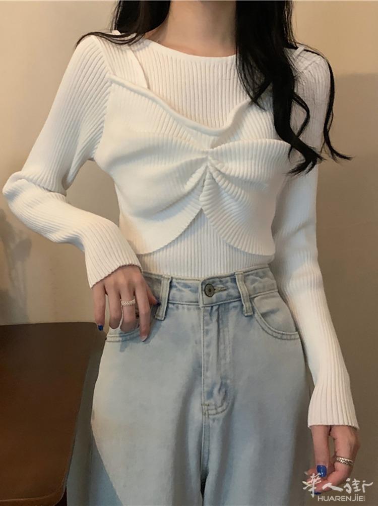 秋冬内搭别致针织衫上衣慵懒风新款打底衫女装秋季设计感小众毛衣 预定款三个星期到货 外省可以邮寄,更多图片加 + 微信 631961275