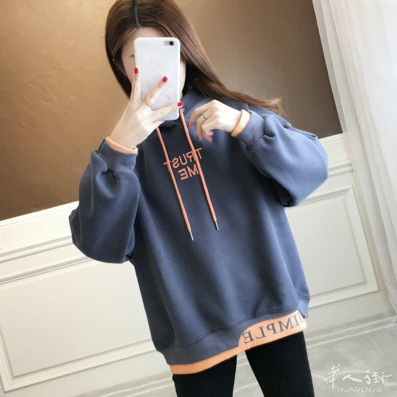 女装2021年春秋新款韩版假两件卫衣女宽松薄款洋气上衣服外套   预定款三个星期到货 外省可以邮寄，更多图片加  + 微信 631961275