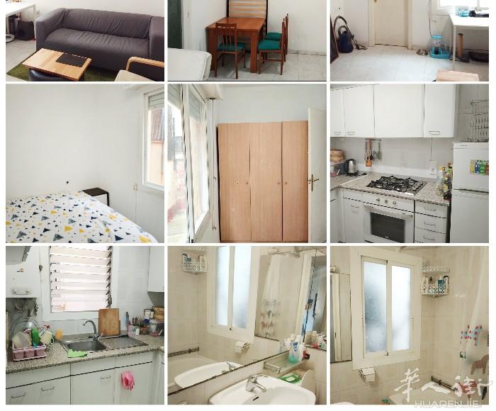 🏡巴塞单间出租，Hospitalet市中心，双人床只租单人， 两室两厅的房子，