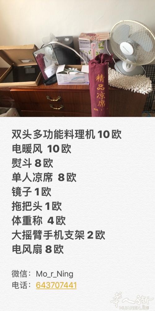 出二手。 多功能料理机 10欧 电暖风  10欧 熨斗 8欧 单人凉席  8欧
