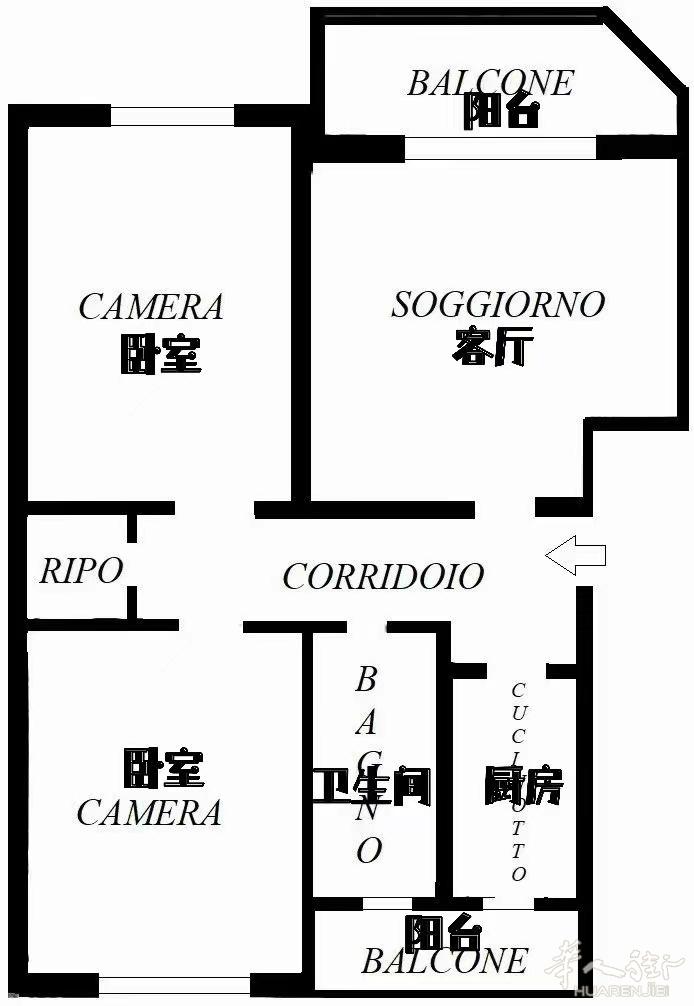 「COMASINA」两室一厅，82平，报价23.8W 三楼有电梯！