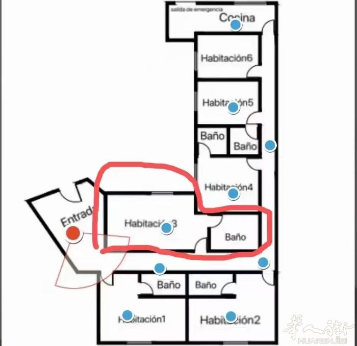 🏡马德里Callao地铁口独卫单间！ 房子共5室5卫1厨，每个房带间‬独立卫生