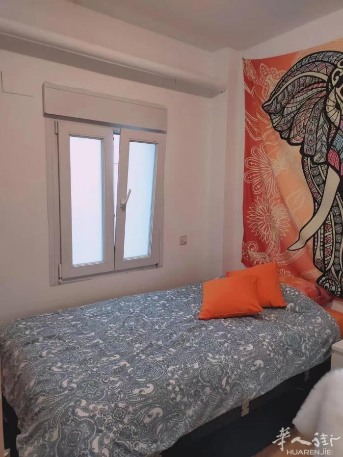🏡马德里富人区4号线Prosperidad地铁站单间带空调出租，底楼，房间内有