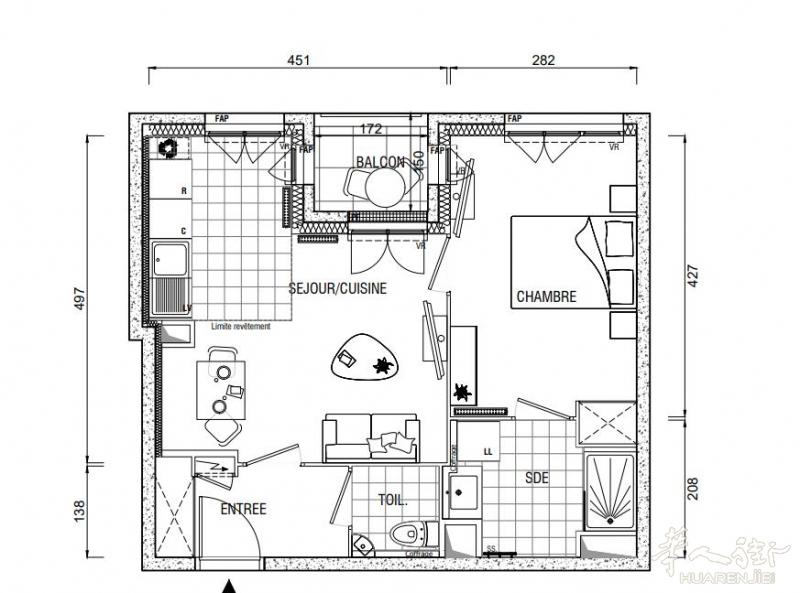 Poissy市中心高级社区贷款退回一套一室一厅，237000，自住或者Pinel 减税都很完美！