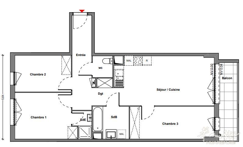 94省Créteil地铁8号线三房一厅自住价346800