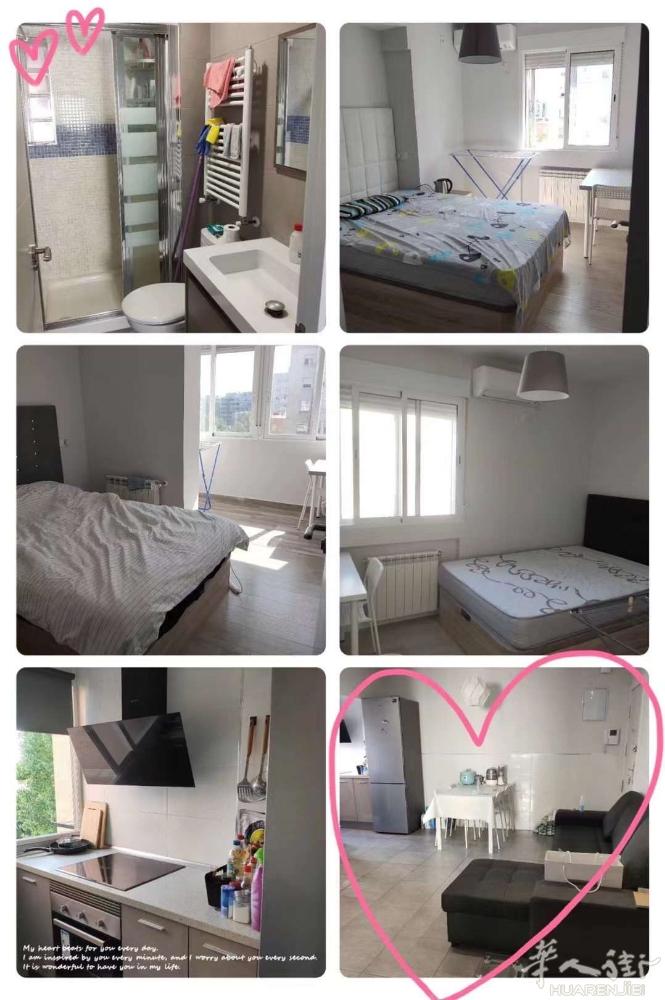 🏡马德里4路地铁san lorenzo地铁口100米精装修2个单间出租，两个房