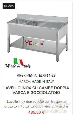 LAVELLO INOX SU GAMBE DOPPIA VASCA E GOCCIOLATOIO