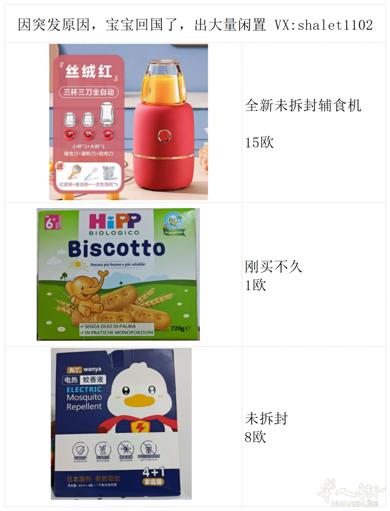 因宝宝回国，出大量闲置