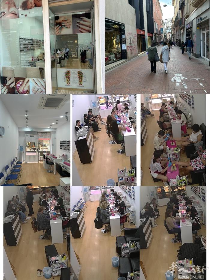 巴塞罗那Terrassa步行街美甲店便宜转让，位置好，人流量大，生意稳定，淡季三