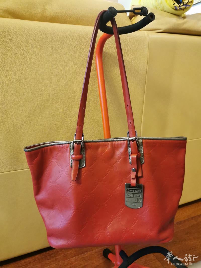 便宜出 珑骧Longchamp 红色牛皮单肩包