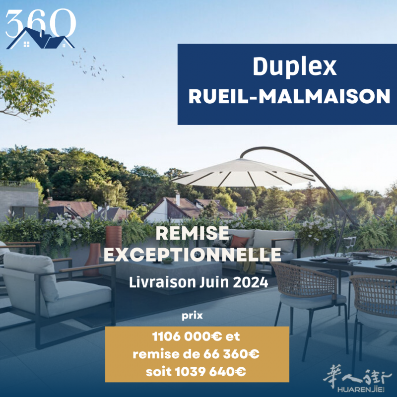 Rueil-Malmaison Duplex复式豪华公寓，248平方米，紧挨Malmaison城堡，独家折扣！