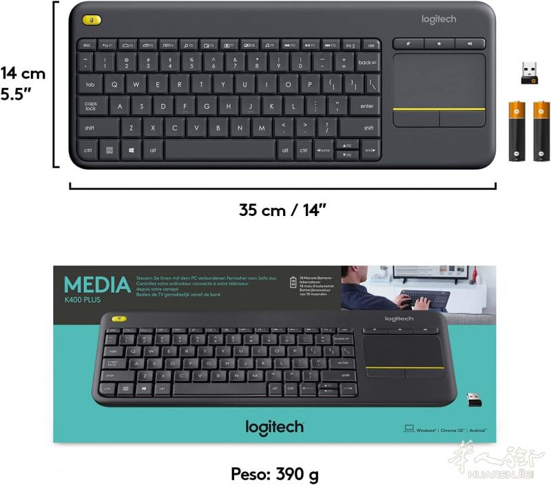 特价全新盒装罗技键盘 Logitech K400 Plus Tastiera Wireless Touch