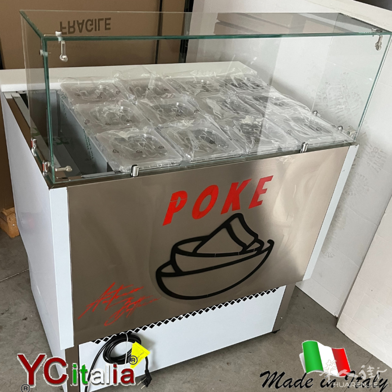 Banco refrigerato per Poke 12 vaschette e porta salse