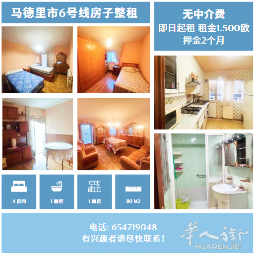 马德里市6号线房子整租