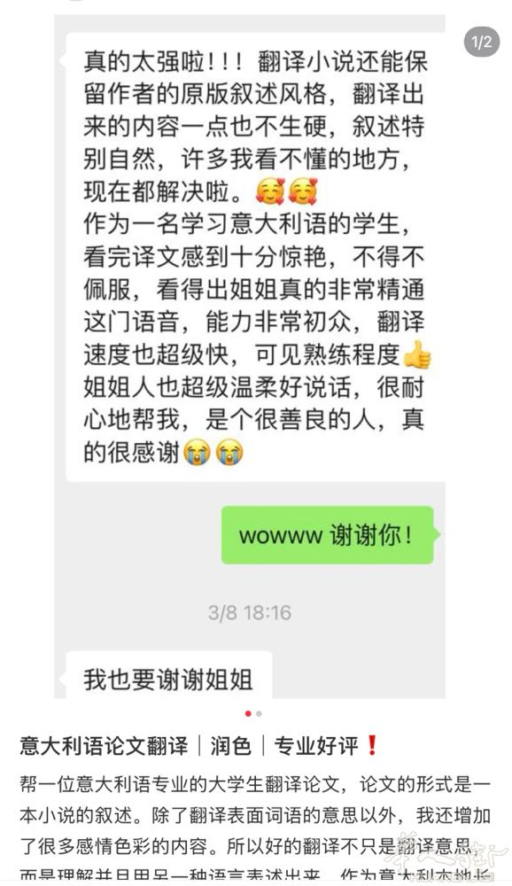 意大利语论文翻译｜各种笔译｜意大利长大母语者。专业翻译，有很多经验，接各种笔译，