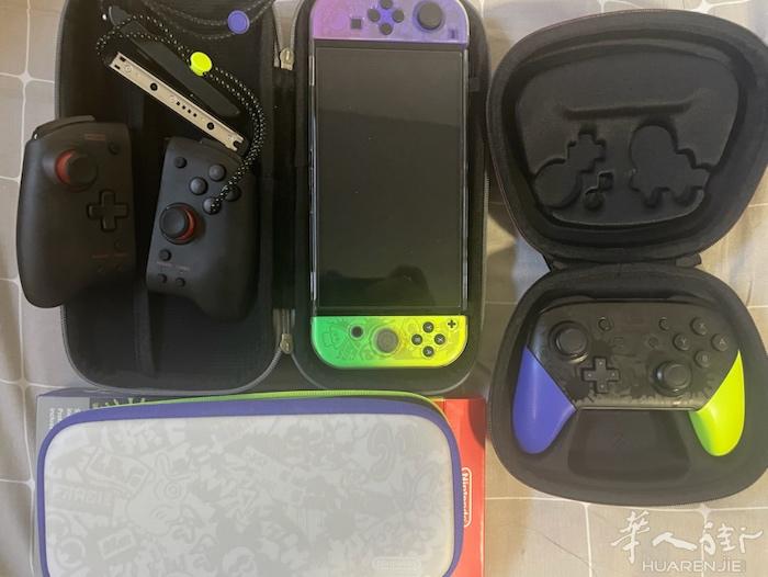 出switch oled 斯普拉遁限定版 带专业手柄，还有一副hori专业手柄替
