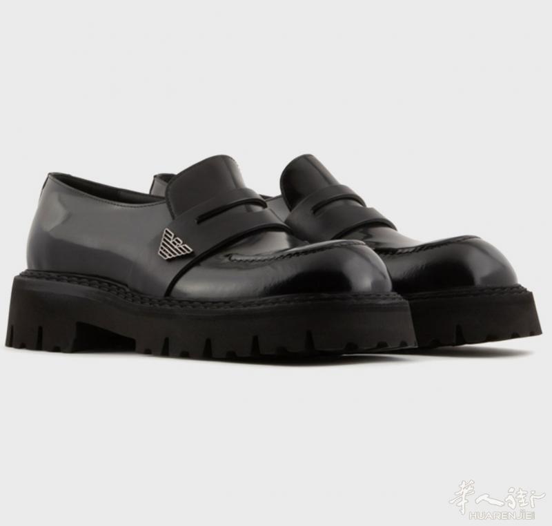 全新 Emporio Armani 黑色小牛皮乐福鞋 IT 43