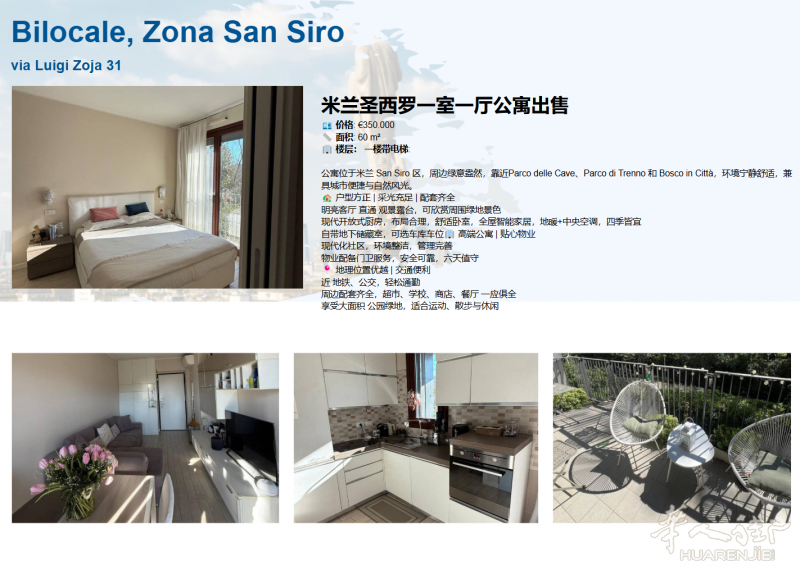 米兰圣西罗一室一厅公寓出售