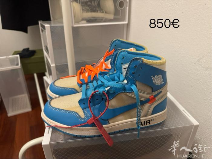 42码 off white X AJ1 北卡蓝没怎么穿过，正常氧化微信d_092