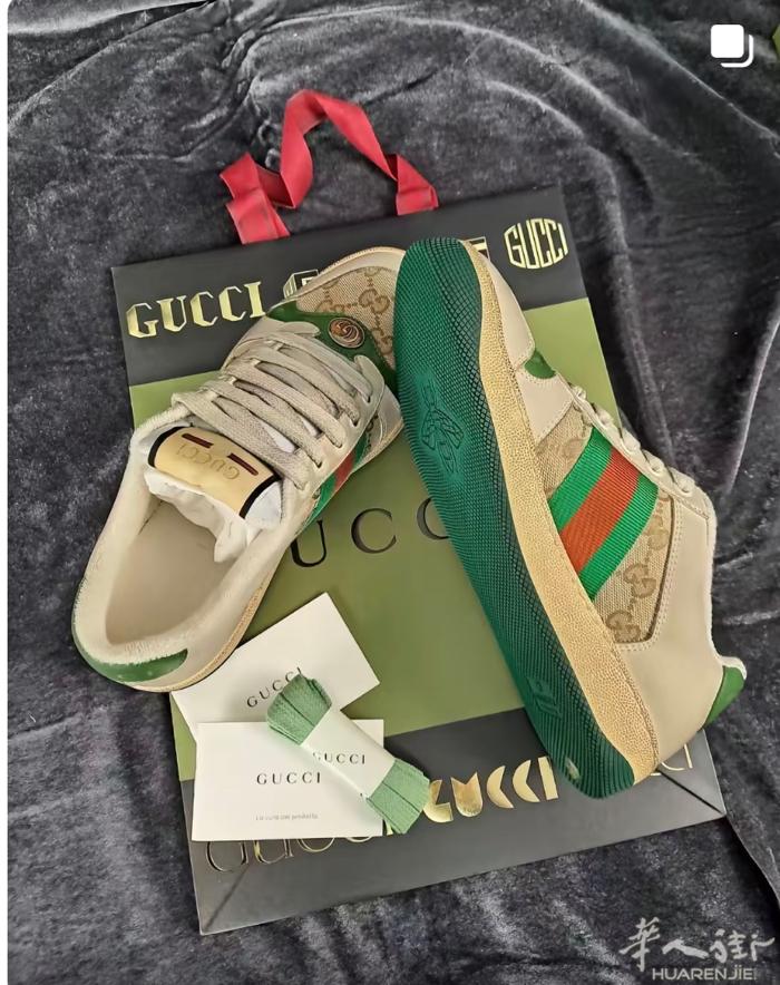 本人有双Gucci绿脏脏鞋，全新未使用，买来偏小便宜出，码数36.5，有意者私信
