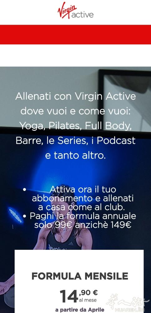 virgin Active 健身房3个月的网课程，30欧出，锻炼各种项目，
