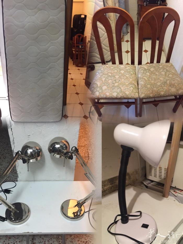 一个床架180X80的，25欧，一个床垫180X80的，25欧。两支椅子，一支1