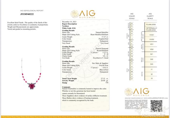 心形❤️红宝石+钻石+18k白金项链！ （老外预出售，有看上的老板可以私聊）